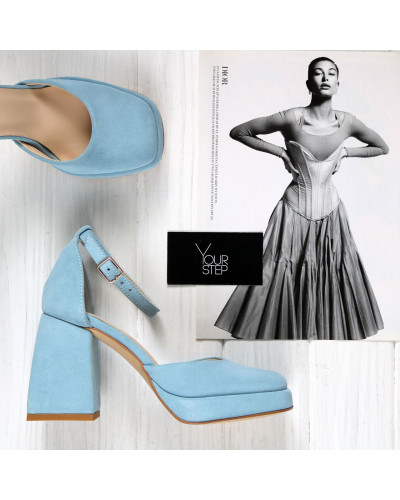 Блакитні босоніжки на підборах Арт. 10265-1