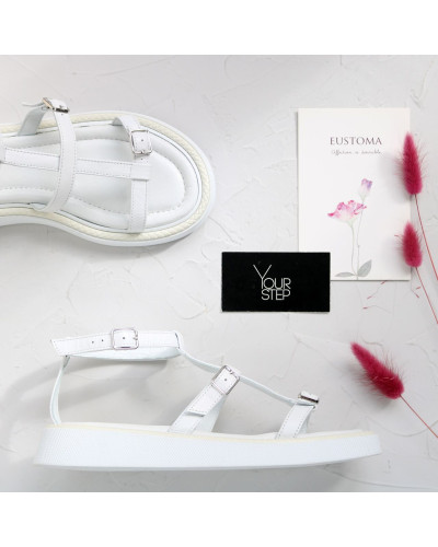 Босоніжки із білої шкіри Арт. 073-4/0142