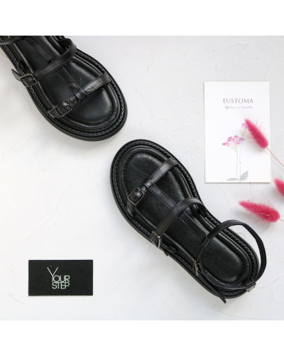 Босоніжки із чорної шкіри Арт. 073-4/0142