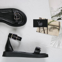 Босоніжки з чорної шкіри 