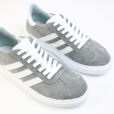 Сірі замшеві кеди з білими шнурівками — сучасний стиль і максимальний комфорт! Арт. 15-10-0136