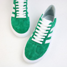 Зелені замшеві кеди з білими смужками — стиль, комфорт і універсальність! Арт. 15-10-0136
