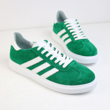Зелені замшеві кеди з білими смужками — стиль, комфорт і універсальність! Арт. 15-10-0136