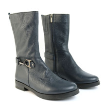 Черевики з синьої шкіри з декоративним ремінцем Арт. 12-22V