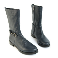 Черевики з синьої шкіри з декоративним ремінцем Арт. 12-22V