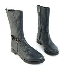 Черевики з синьої шкіри з декоративним ремінцем Арт. 12-22V