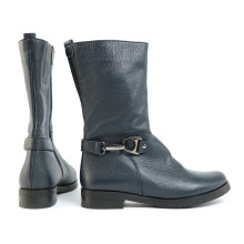 Черевики з синьої шкіри з декоративним ремінцем Арт. 12-22V