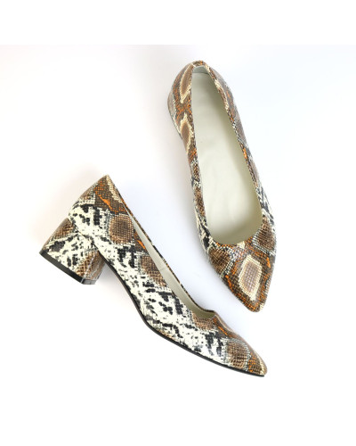 Туфлі-човники з коричневої змії Арт. 457-1/53Ок