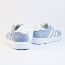 Світло-блакитні замшеві кеди з білими смужками — легкість і стиль у кожному кроці! Арт. 15-10-0136