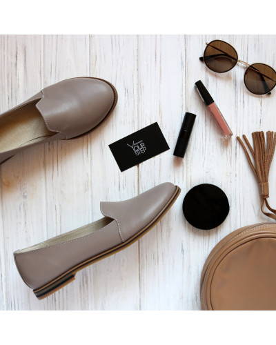 Сліпери із бежевої шкіри Арт. 05-3/12