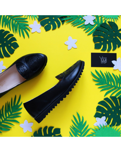 Балетки з чорної шкіри Арт. 01-6R