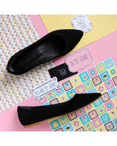 Балетки чорного кольору з гострим носом Арт.17-2