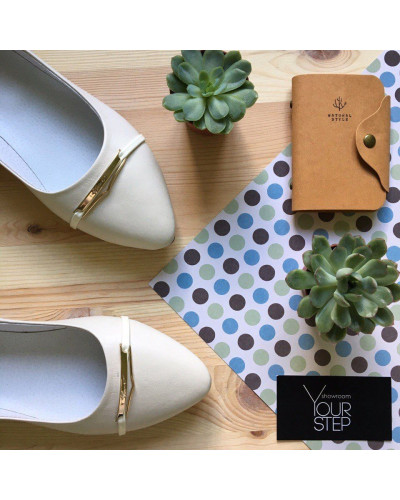 Балетки з світло-бежевої шкіри Арт. 16-2F