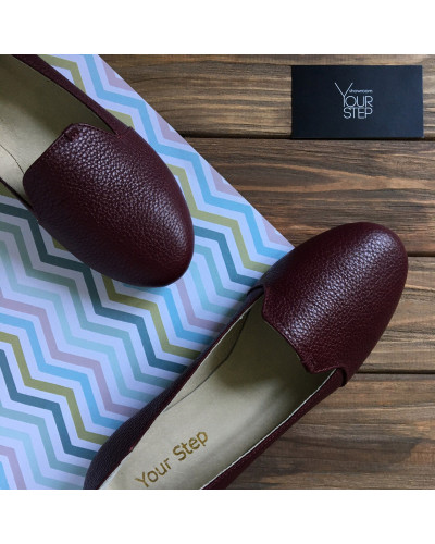 Сліпери із бордової шкіри Арт. 05-3К
