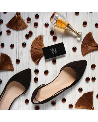 Балетки з замші кольору шоколад з гострим носом Арт.: 17-4