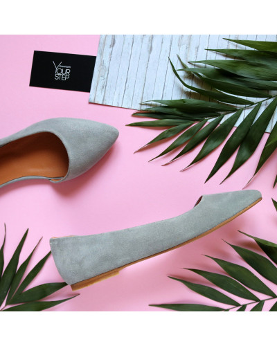 Балетки з сірої замші з гострим носом Арт.: 17-4