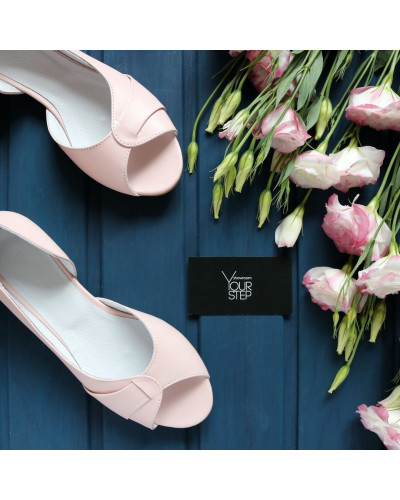 Шкіряні балетки кольору пудри Арт. 05-2