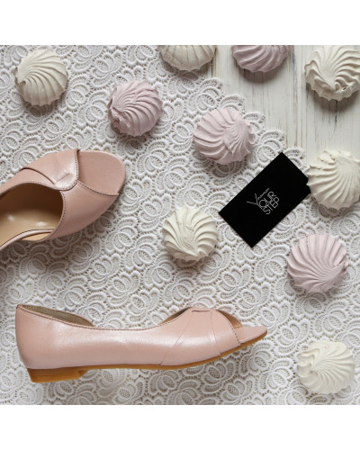 Балетки зі шкіри кольору пудри Арт. 05-2