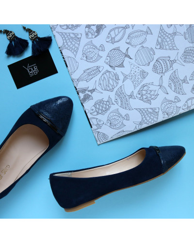 Балетки темно-синього кольору з фурнітурою Арт. 16-4F