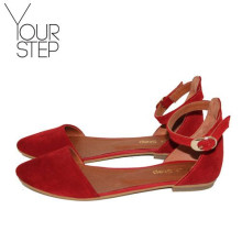 Босоножки из замши красного цвета Арт. 01-2