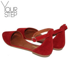 Босоножки из замши красного цвета Арт. 01-2