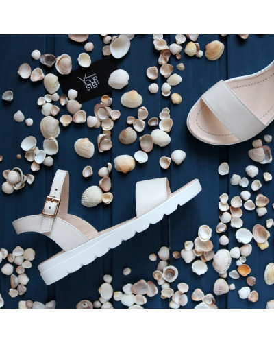 Босоніжки з бежевої шкіри Арт. 10-5