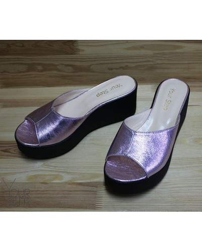 Рожеві шльопанці на високій підошві Арт. 352-3