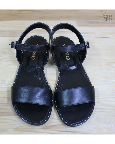 Босоніжки з чорної шкіри Арт. 10-5Lib