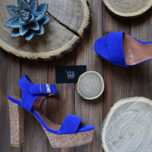 Босоніжки на високих підборах із синьої замші Арт.: 853-2Ок