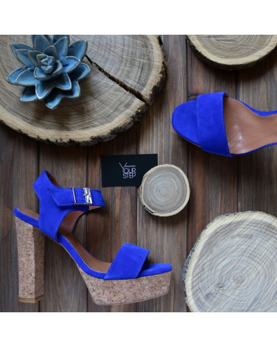 Босоніжки на високих підборах із синьої замші Арт.: 853-2Ок