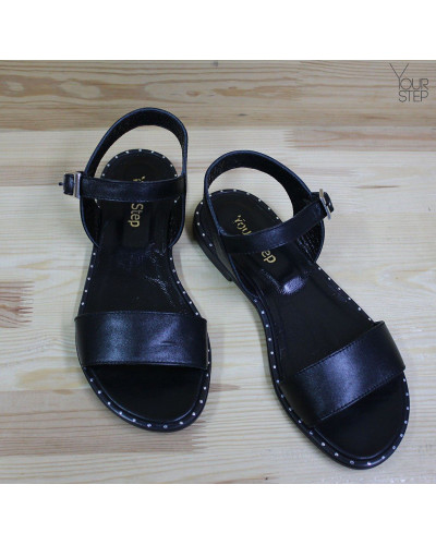 Босоніжки з чорної шкіри Арт. 10-5Lib