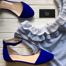 Босоножки из замши ярко-синего цвета Арт. 01-2