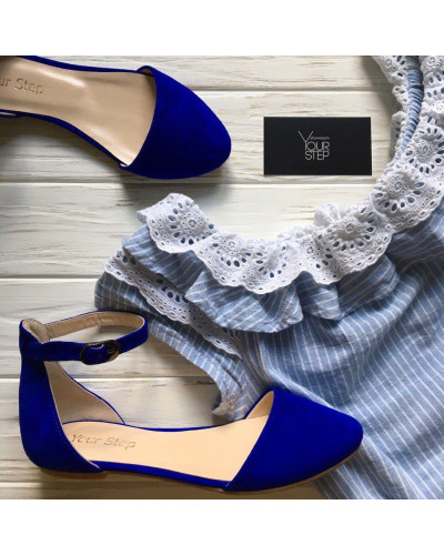 Босоножки из замши ярко-синего цвета Арт. 01-2