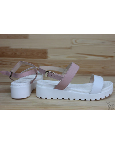 Босоножки из кожи цветы пудры Арт. 10-10/019