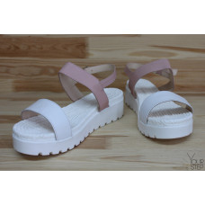 Босоножки из кожи цветы пудры Арт. 10-10/019