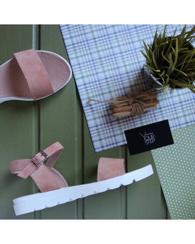 Босоніжки із замші блідий персик Арт. 10-5