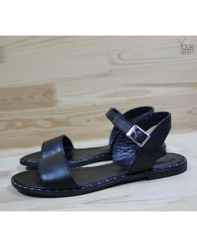 Босоніжки з чорної шкіри Арт. 10-5Lib