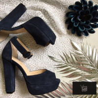 Босоножки на высоком каблуке из замши синего цвета Арт.: 951-6Ок