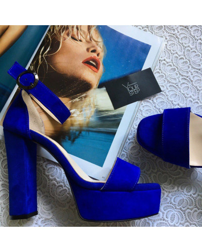 Босоніжки синього кольору на високих підборах Арт.: 853-3Ок
