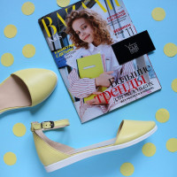 Босоножки из кожи цвета лимон на белой подошве Арт. 01-2VG