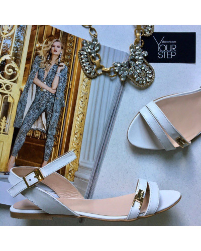 Босоніжки зі шкіри білого кольору Арт.: 01-9F