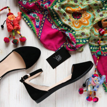 Босоножки из черной замши на черной подошве Арт. 01-2VG