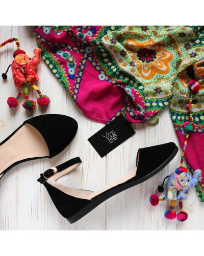 Босоножки из черной замши на черной подошве Арт. 01-2VG