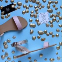 Босоножки из кожи цвета пудры и золота Арт.: 06-2