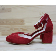 Босоніжки з червоної замші на підборах Арт. 605-6/45Ок