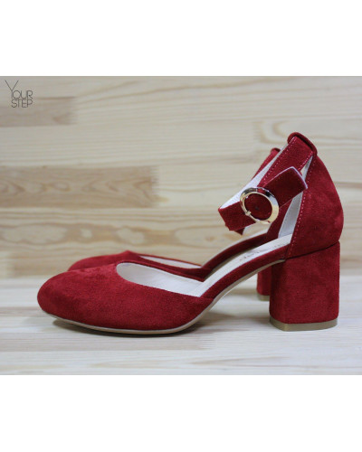 Босоніжки з червоної замші на підборах Арт. 605-6/45Ок