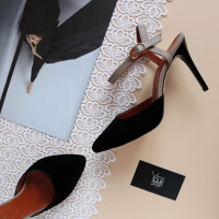 Босоножки на шпильке из натуральной замши с кожаным ремешком Арт. 35-6