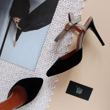 Босоножки на шпильке из натуральной замши с кожаным ремешком Арт. 35-6