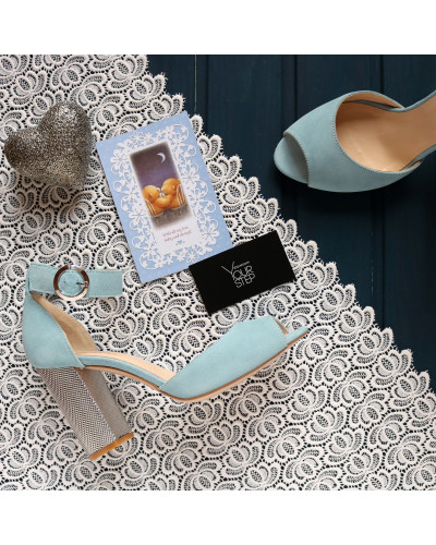 Босоніжки з блакитної замші на підборах Арт. 95-6/42Serebro