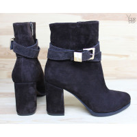 Ботильоны из велюра цвета шоколад Арт. 52-3Ок-53738